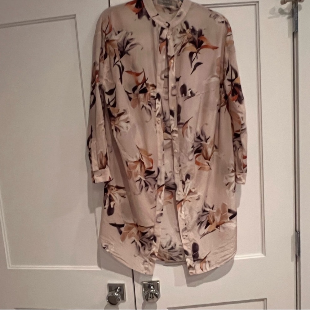 All Saints Floral Button Down Shirt - Cream and Brown 💟